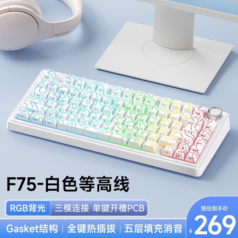 Bestseller Aula Wolf Spider F75 Customized Three-Mode Mechanical Keyboard With Gasket Structure And Full-Key -Swappable Blue Switches - Image 1